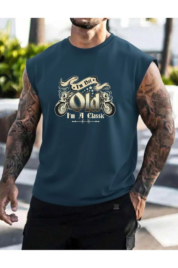 Not Old I'M Classic Printed Men's Summer Gym Casual Sleeveless Tank Top Zero Sleeve T-Shirt