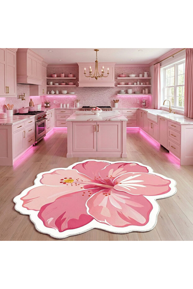 Non-Slip Sole Asymmetric Pattern Machine Made Washable Young Girl's Room Rug 140X140
