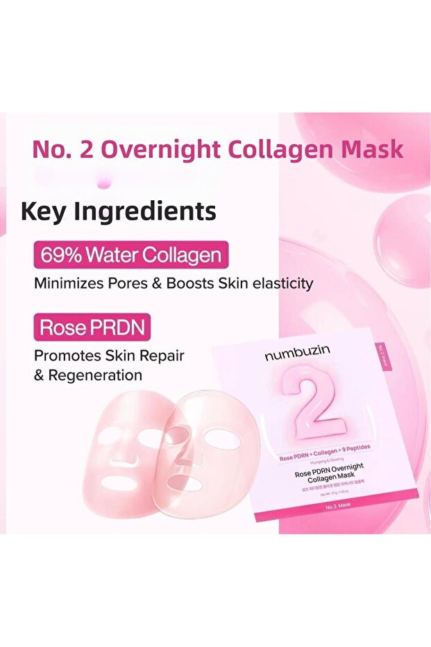 [Numbuzin] No.2 Rose Pdrn Collagen Plumping Sheet Mask(1 Piece)(33 ml)