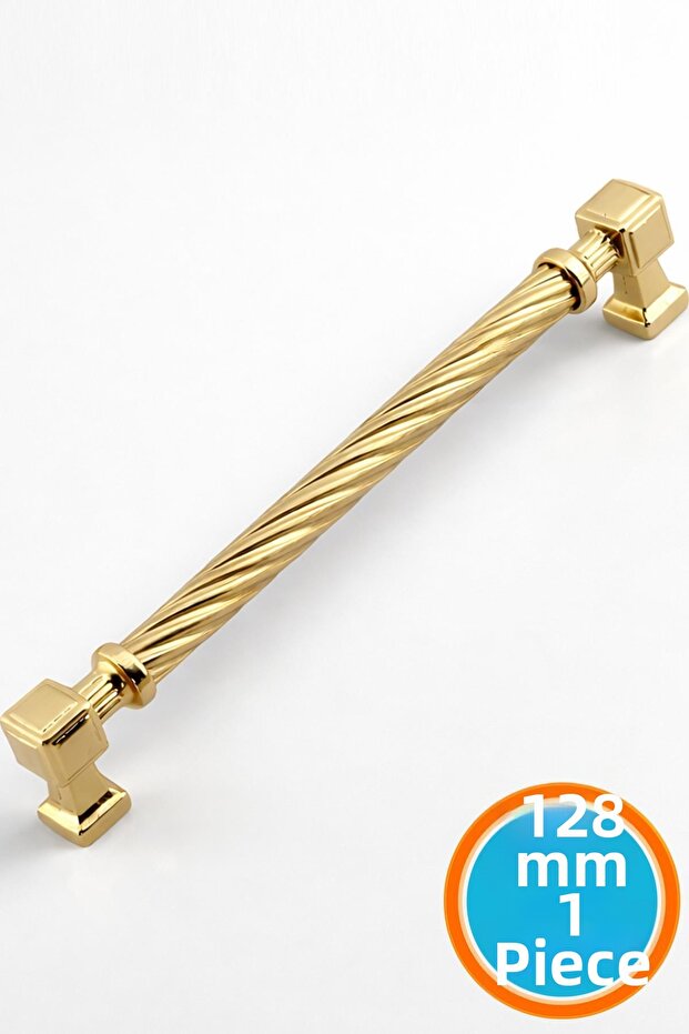 Furniture Drawer Kitchen Cabinet Cupboard Modern Cover Handle Handles Gold Golden Metal Handle 128 mm