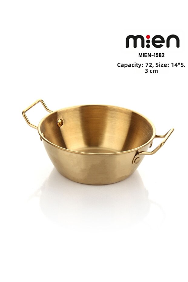 Mini Plate with Metal Handle 1 Piece (14cm) Gold Breakfast Serving Dish Sauce Bowl