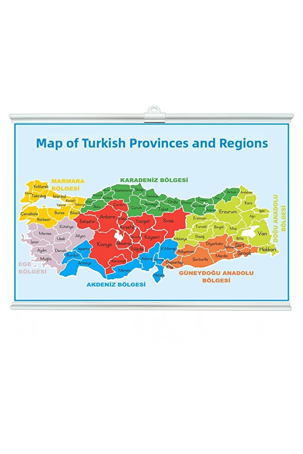 Türkiye Provinces and Regions Map with Frame 50X70Cm