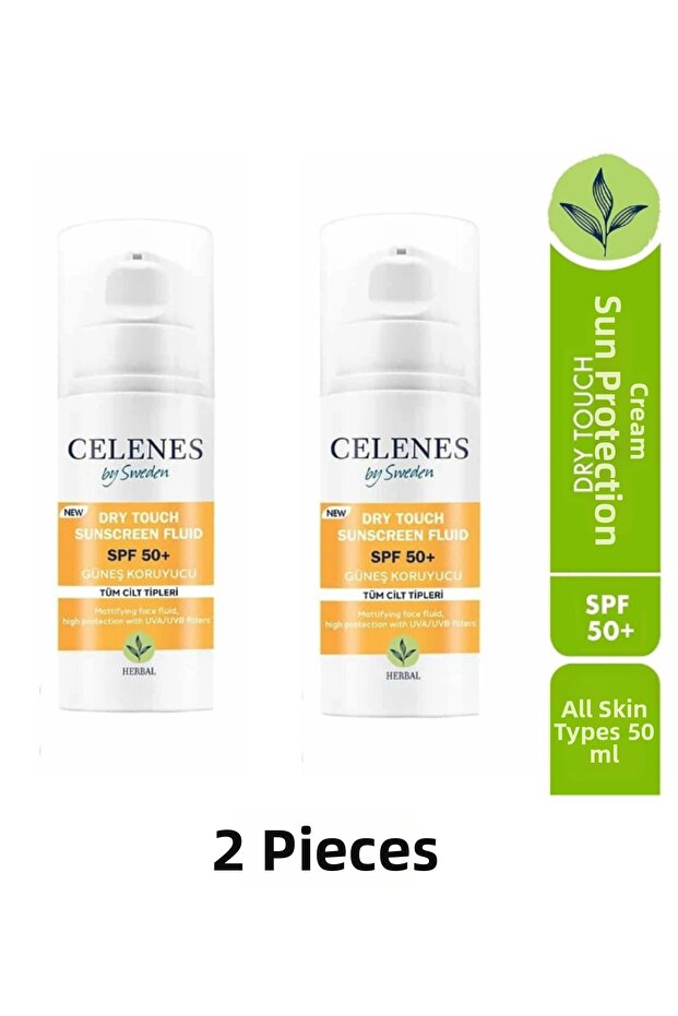 Herbal Dry Touch Spf 50 Matte Finish Sunscreen - Face and Decollete Area 50 ml - 2 Pieces