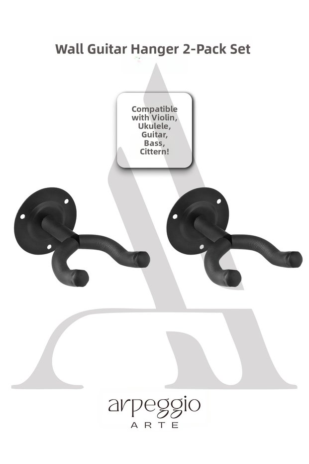 2 Pieces of Wall-Mounted Guitar Hangers – Instrument Wall Mounting Bracket Compatible with Violin, Ukulele, and More