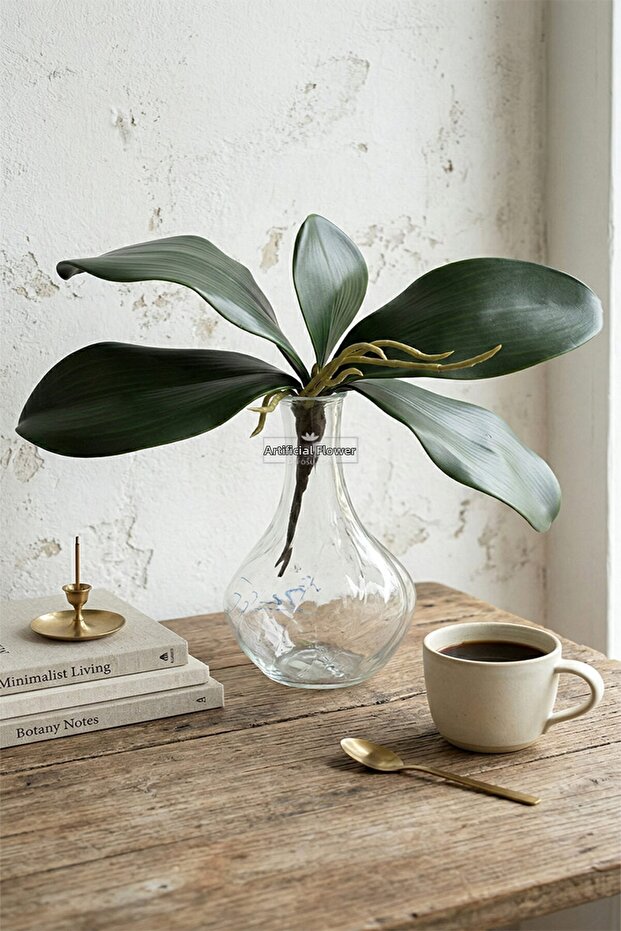 Artificial Flower 5-Branch Orchid Leaf with Seeds 25 cm
