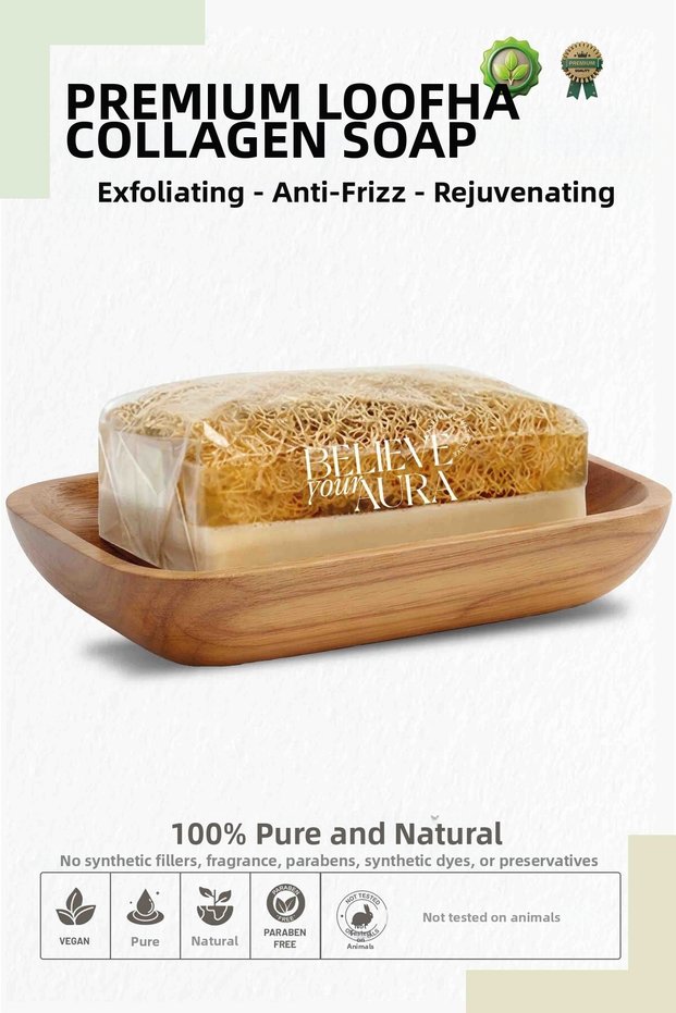 Donkey Milk Collagen Soap - 100% Natural Pumpkin Fiber Anti-Wrinkle Purifying and Renewing - 130 Gr