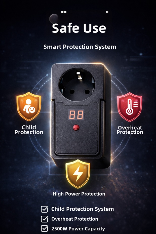 مقبس حائط ذكي مزود بمؤقت رقمي ومقاوم للتيار حراري ومقاوم للأطفال - 7