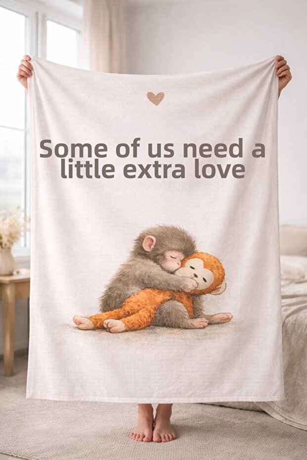 Viral Baby Monkey Digital Printed Thin Fleece Blanket 150X200 cm – Soft Tv Sofa Blanket