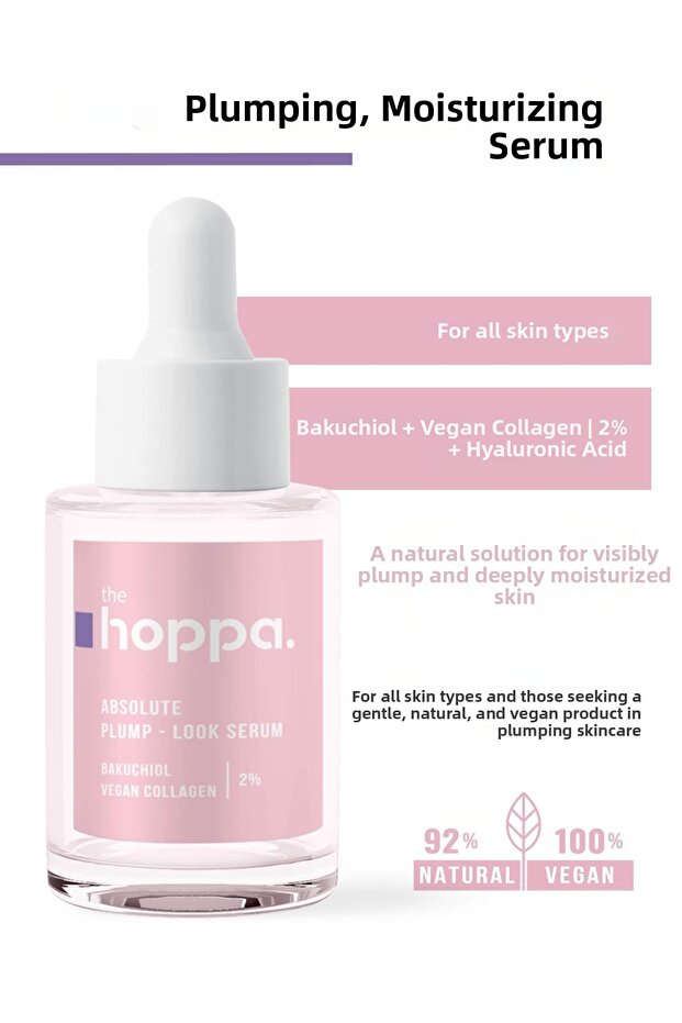 Plumping, Moisturizing Serum Bakuchiol + Vegan Collagen | 2% + Hyaluronic Acid 30 ml
