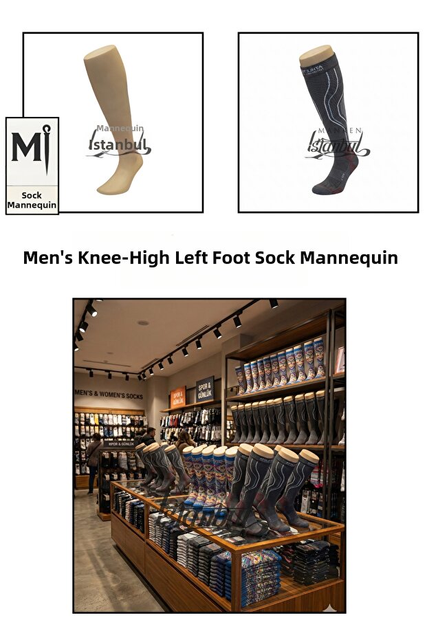 Domestic Production High Quality Polyester Men's Below Knee Left Foot Short Socks Mannequin