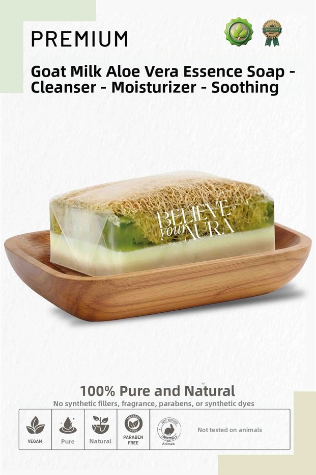 Goat Milk Aloe Vera Soap - 100% Natural Pumpkin Fiber Purifying, Soothing, Moisturizing - 120 Gr
