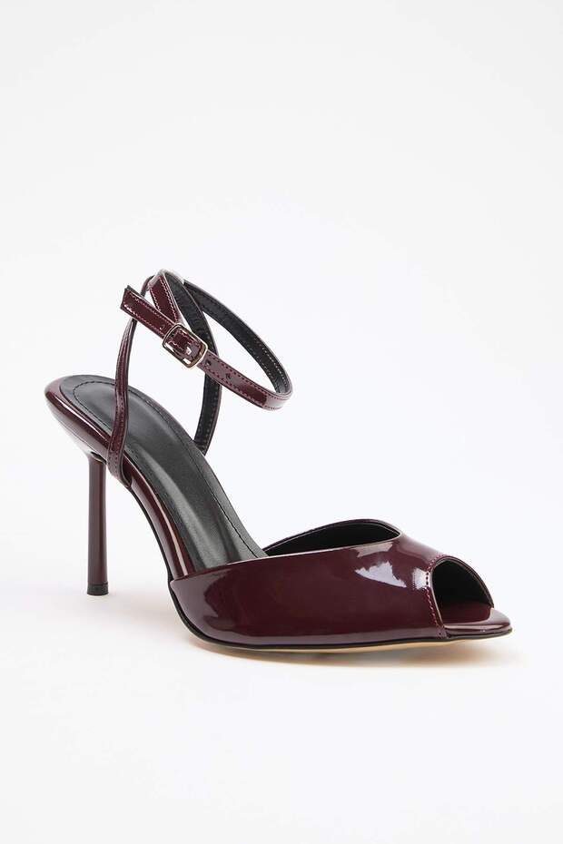 Bordo Rugan 9 cm Kadın Klasik Topuklu Ayakkabı TAKSS26TO00029 - 2