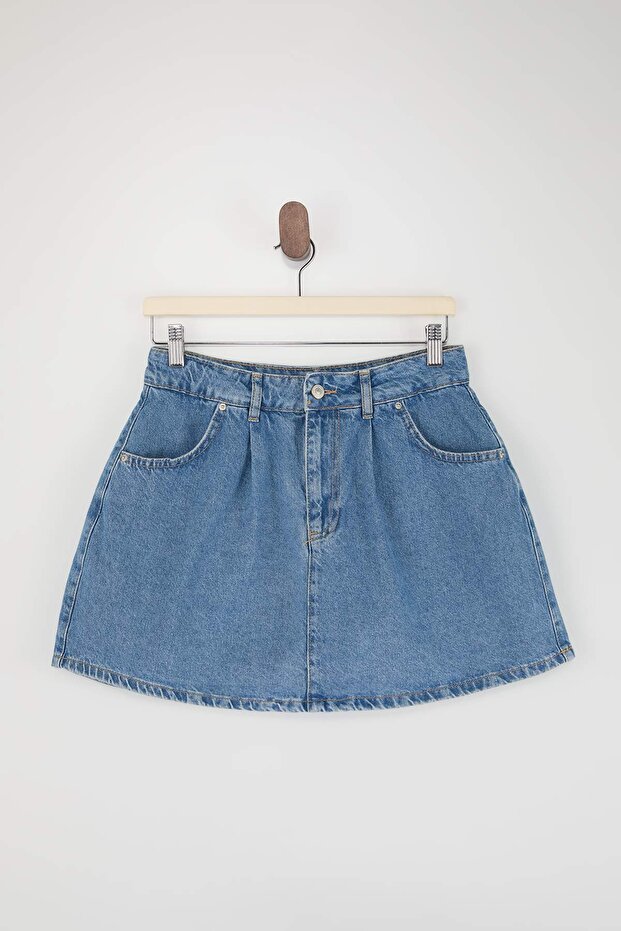 Teen Mavi Mini Denim Şort Etek TWOSS26SR00041 - 2