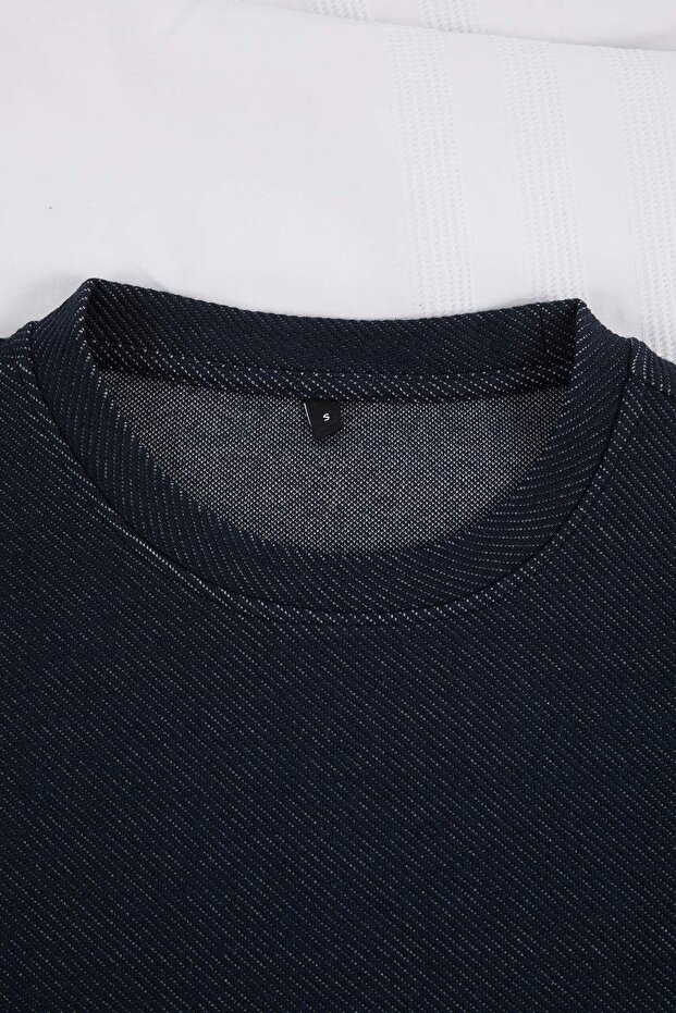 Lacivert Düşük Omuz Regular Fit Tok Kumaş Eşofman Takımı TMNSS26EM00003 - 5