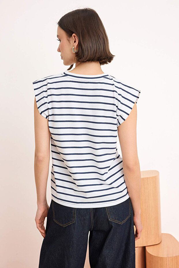 Koyu Lacivert Örme T-Shirt TWOSS20TS0021 - 4