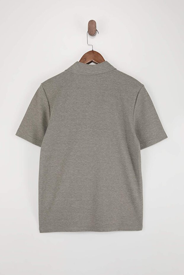 Haki Regular/Normal Kesim Dokulu Polo Yaka T-shirt TMNSS26PO00009 - 6