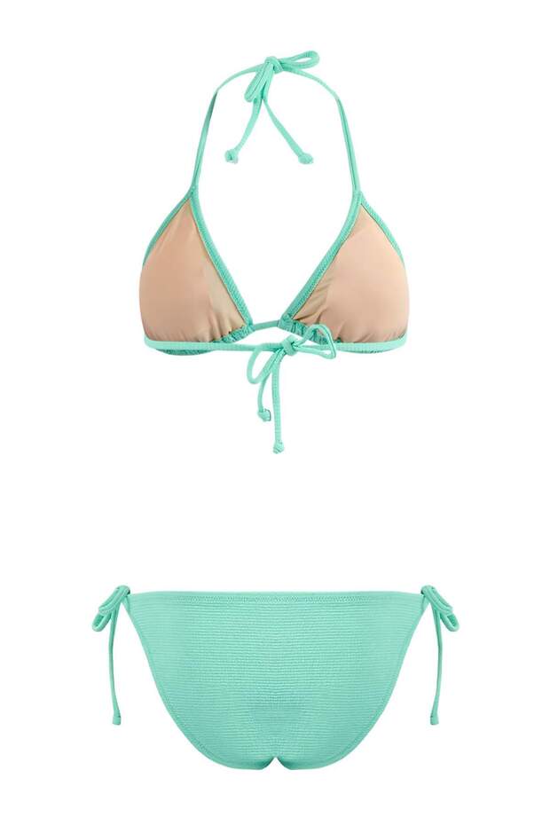 Turkuaz Üçgen Kaplı Regular Düşük Bel Bikini Takımı TBESS25BT00153 - 5
