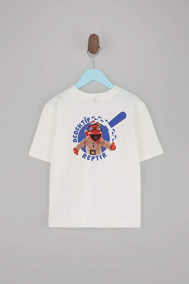 Ekru Unisex Dedektif Reptır Baskılı Erkek Çocuk Örme T-Shirt TKDSS26TS00057 - 4