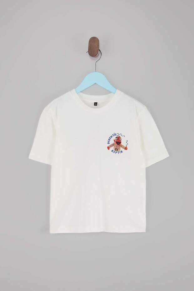 Ekru Unisex Dedektif Reptır Baskılı Erkek Çocuk Örme T-Shirt TKDSS26TS00057 - 2