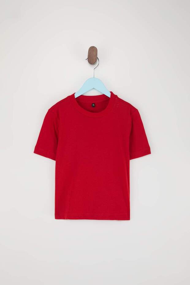 Ekru-Kırmızı 2'li Düz Örme 23 Nisan T-Shirt TKDSS26TS00009 - 7