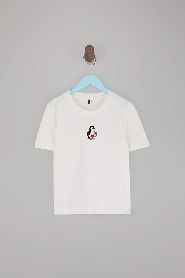 Ekru-Kırmızı 2'li Düz Örme 23 Nisan T-Shirt TKDSS26TS00009 - 5