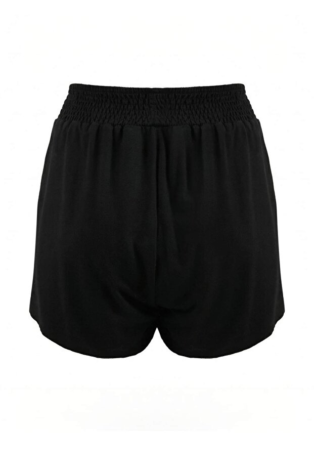 Siyah Örme Süper Mini Gipeli Plaj Şort TBESS26SR00007 - 5