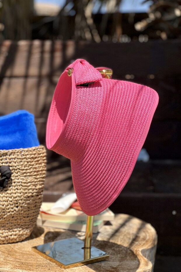 قبعة من القش باللون الفوشيا - 14624 - 1