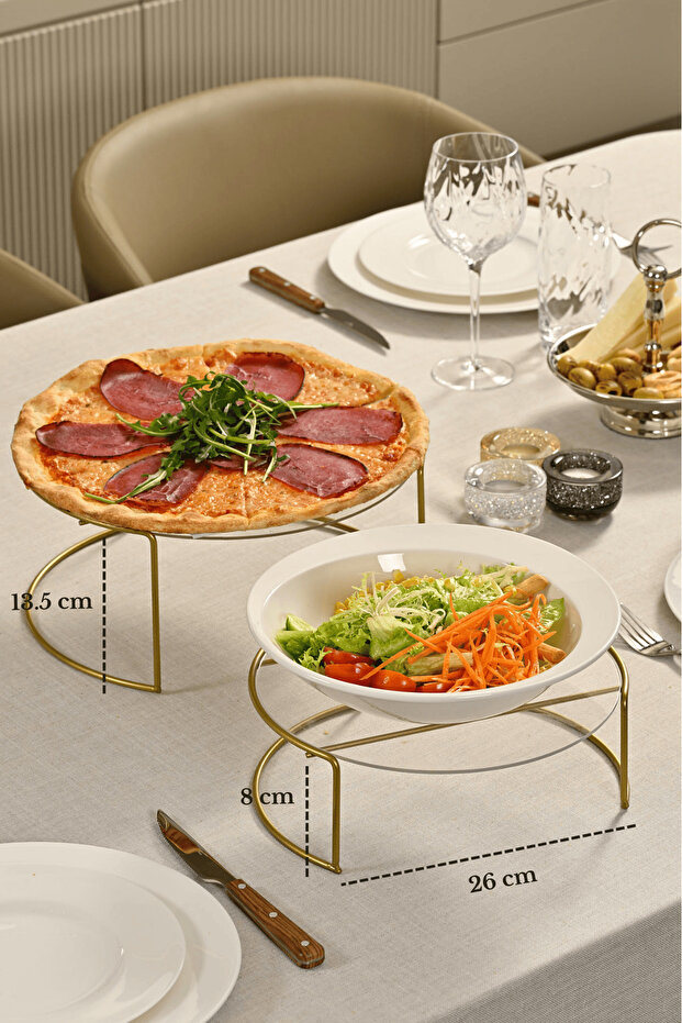 2-Piece Shiny Gold Large Size Metal Presentation Tray Serving Plate Transparent Plexiglass