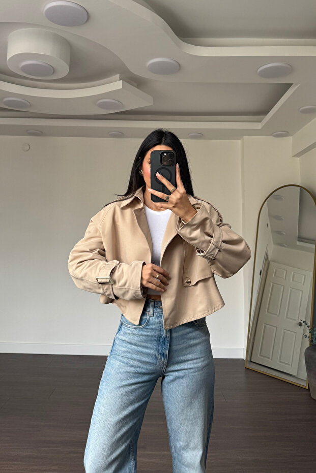 Kısa Trençkot-Bej - 2