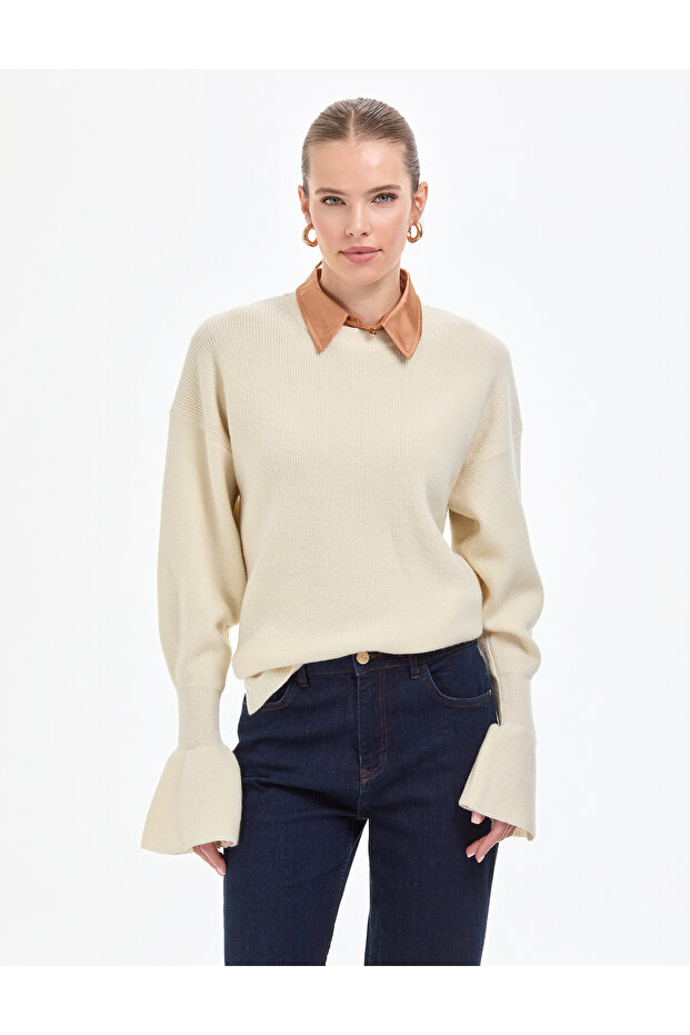 Ecru Regular Fit Wool Sweater 50296484 -Vr019