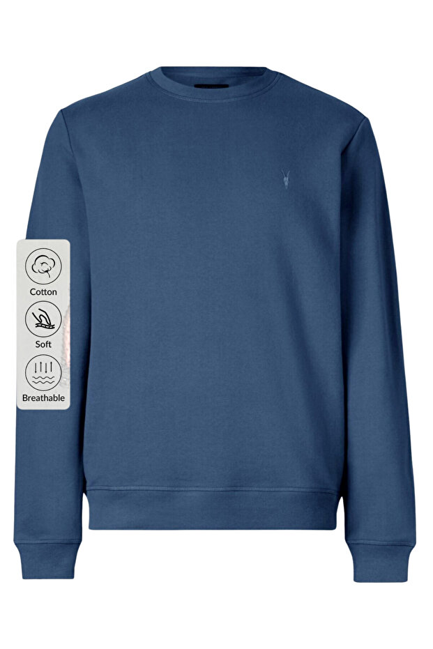 Férfi Basic Crew Neck indigó pulóver - 4