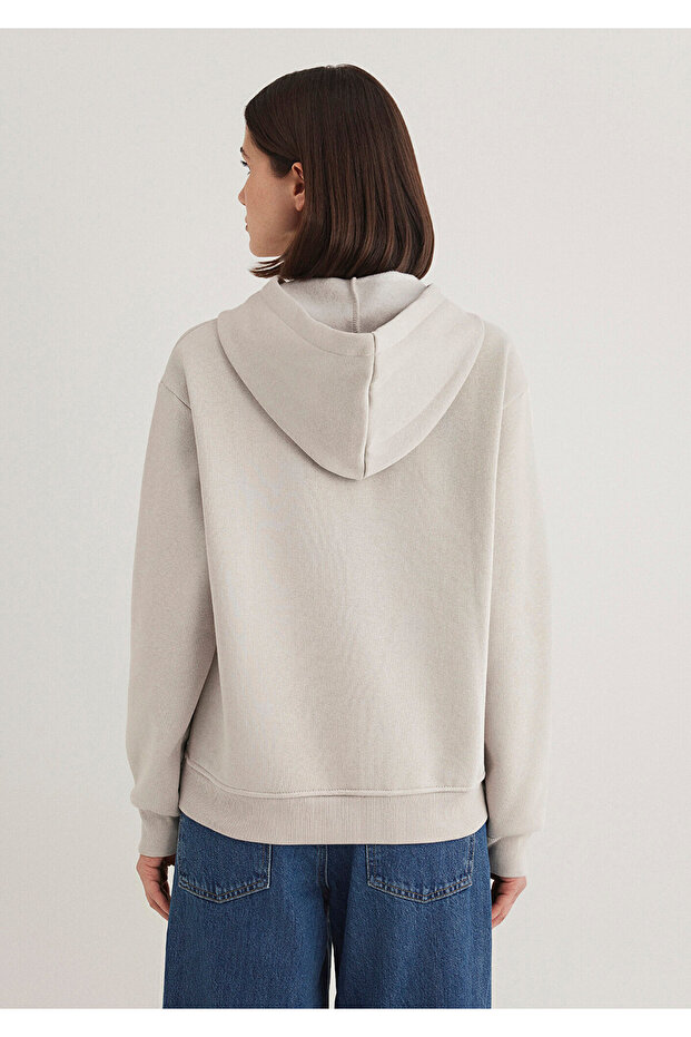 Kapüşonlu Gri Basic Sweatshirt 167299-70074 - 4