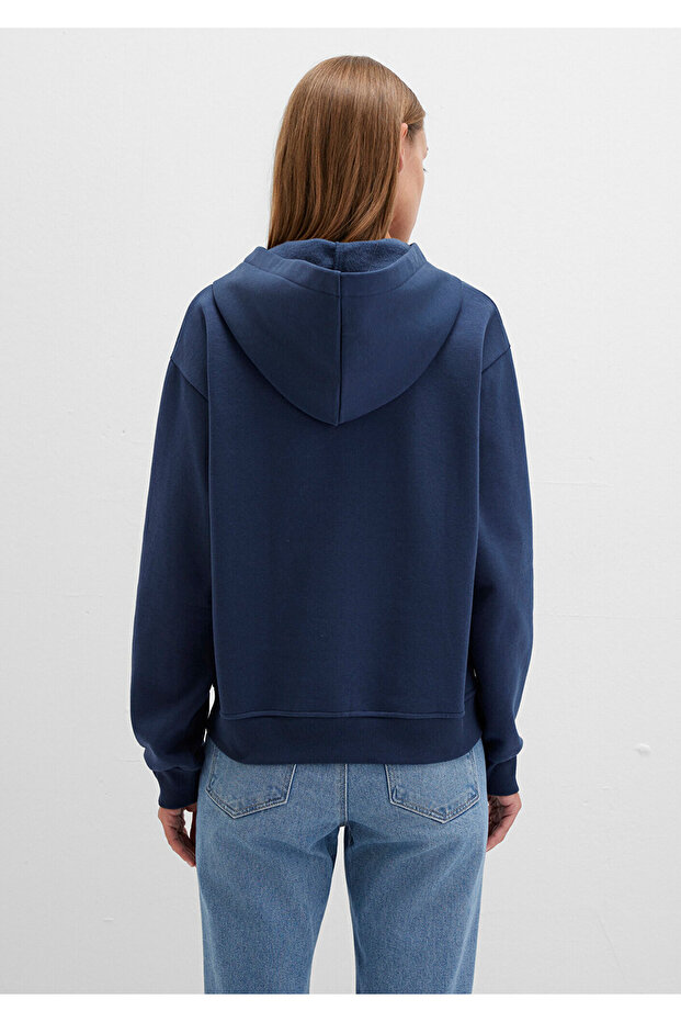 Kapüşonlu Lacivert Basic Sweatshirt 167299-70488 - 5