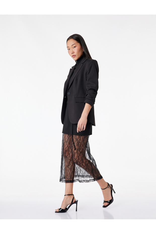 A-Line Lace Midi Skirt with Tie-Up Detail