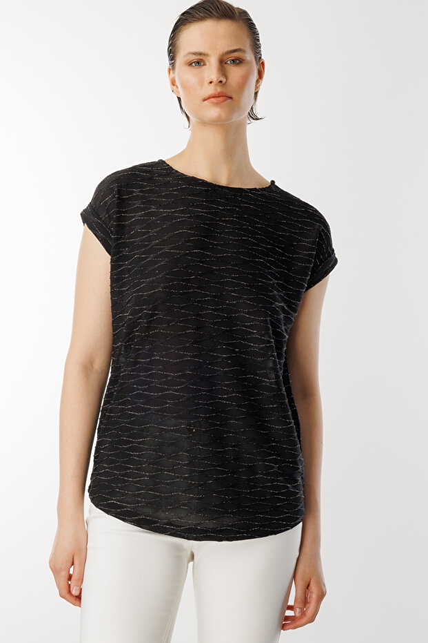 Self Patterned Glitter Blouse - 1