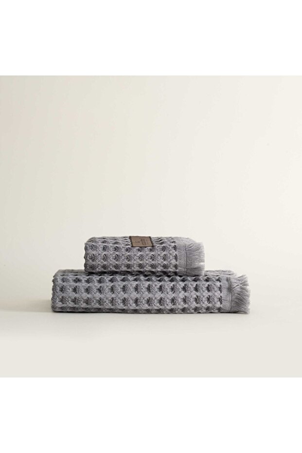 Seren 2-Piece Towel Set 100% Organic Cotton Waffle Pike Anthracite 30*50-50X90