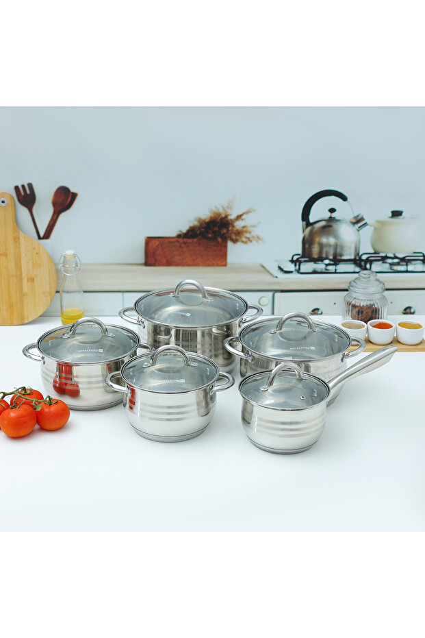 10Pcs Stainless Steel Cookware Set, Dishwasher Safe, RF10390