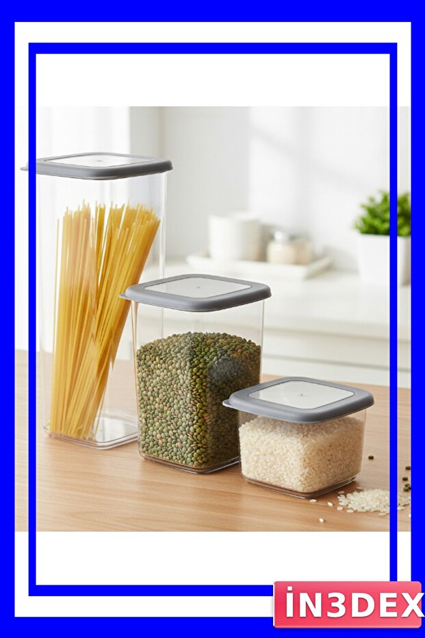 مجموعة حاويات تخزين مربعة عملية مكونة من 3 قطع، لتنظيم المطبخ - 2