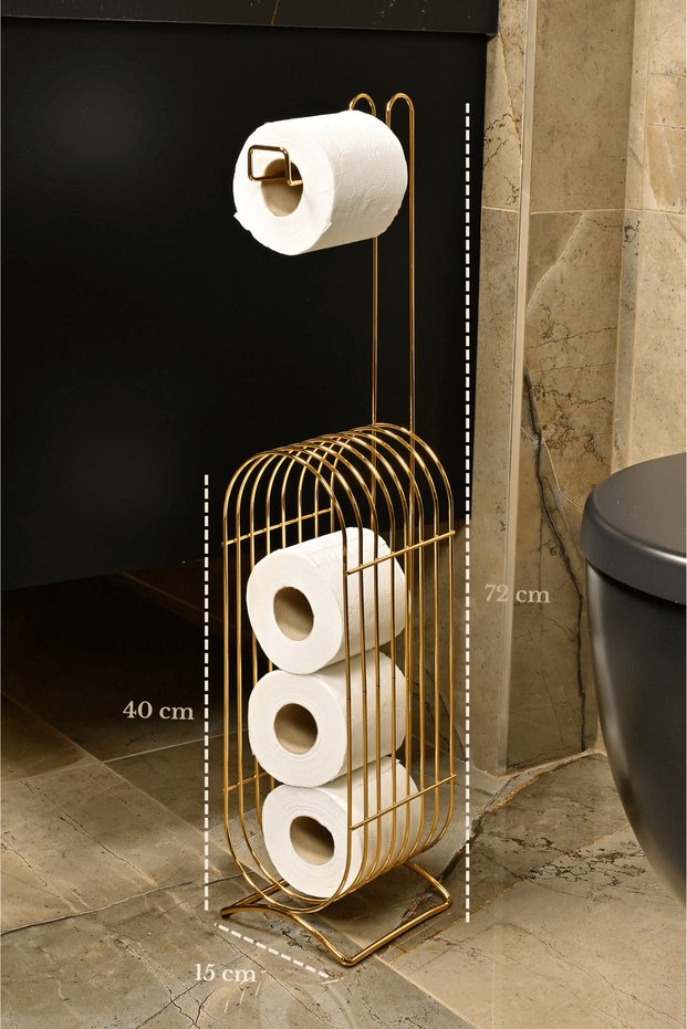 Gold Spare Oval-Cornered Vertical Toilet Paper Holder / Organizer / Dispenser / Metal / Stainless / Hanger