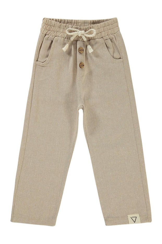 Ornamental Lace-Up Pants for 2-5 Years - Beige 4-5 Years