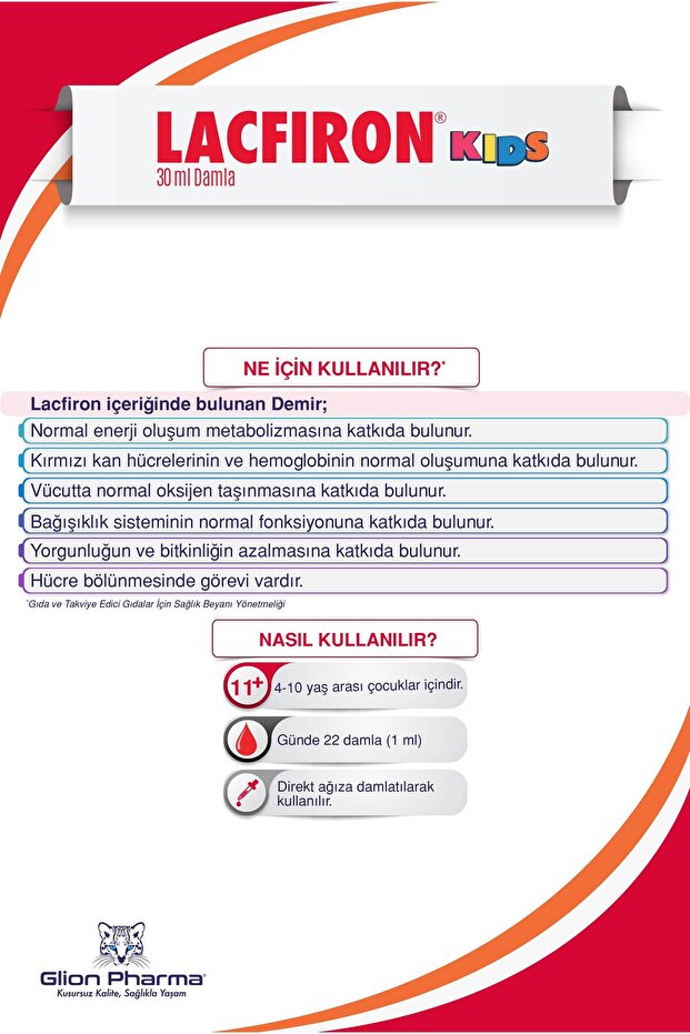 Lacfiron Kids Demir ve Laktoferrin İçeren Takviye Edici Gıda 30ml Damla - 3