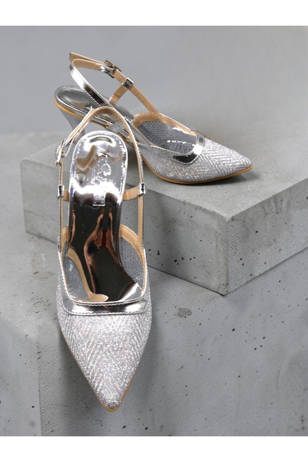 Women's Open Back Heeled Shoes . Glittery Heeled Shoes (9cm)