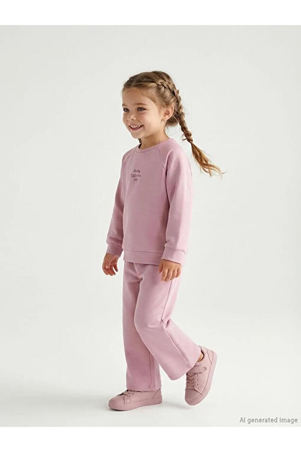 Lila Printed Girl's Sweatshirt and Pants (S6)