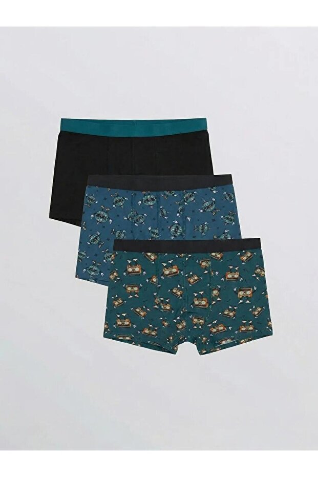 Green Standard Fit Cotton Flexible Men's Boxer 3-Pack (S6)