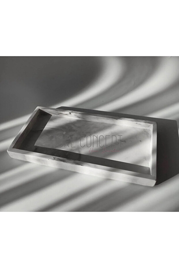 صينية ومنظم مستطيلة بمظهر رخامي مقاس 15 × 30 سم - 1