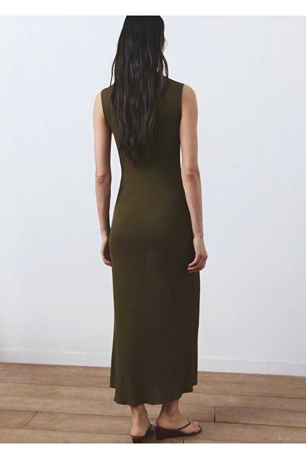 İnce triko evaze elbise - 4