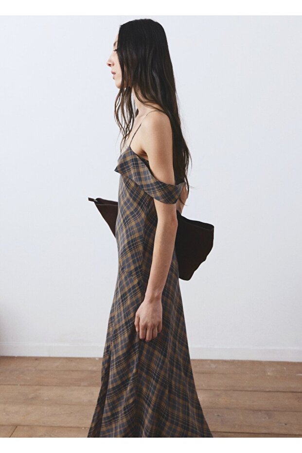 Kareli asimetrik elbise - 1