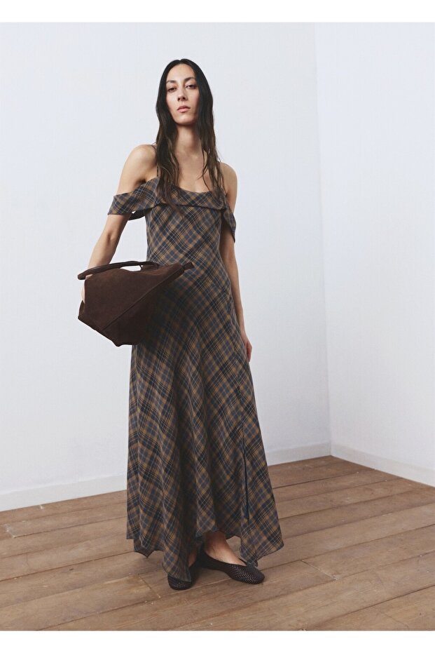 Kareli asimetrik elbise - 2