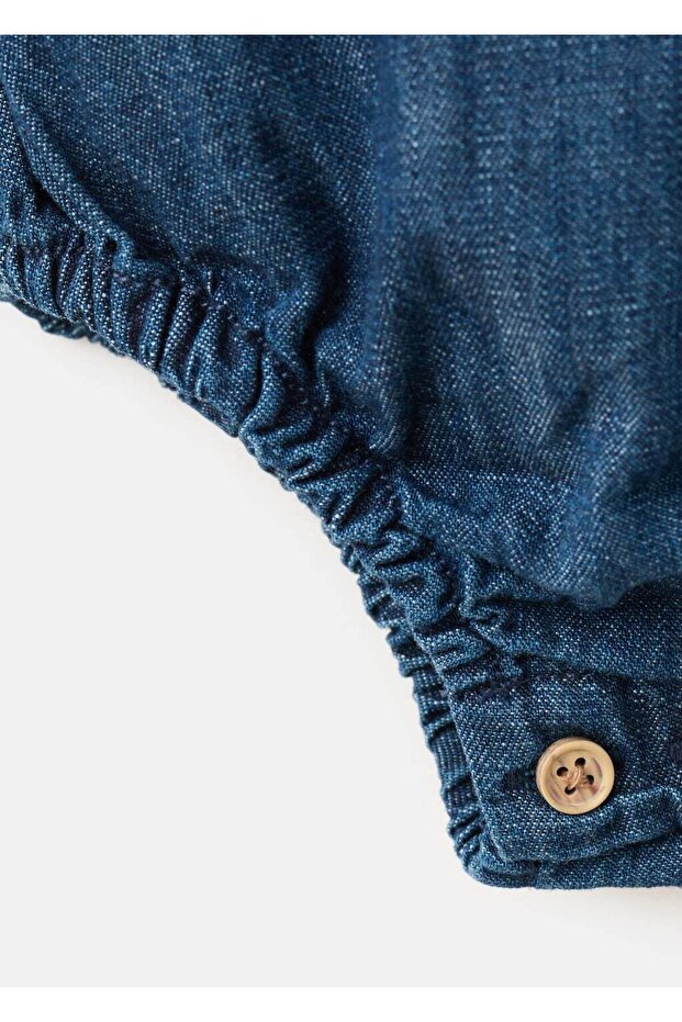 Denim şort tulum - 4