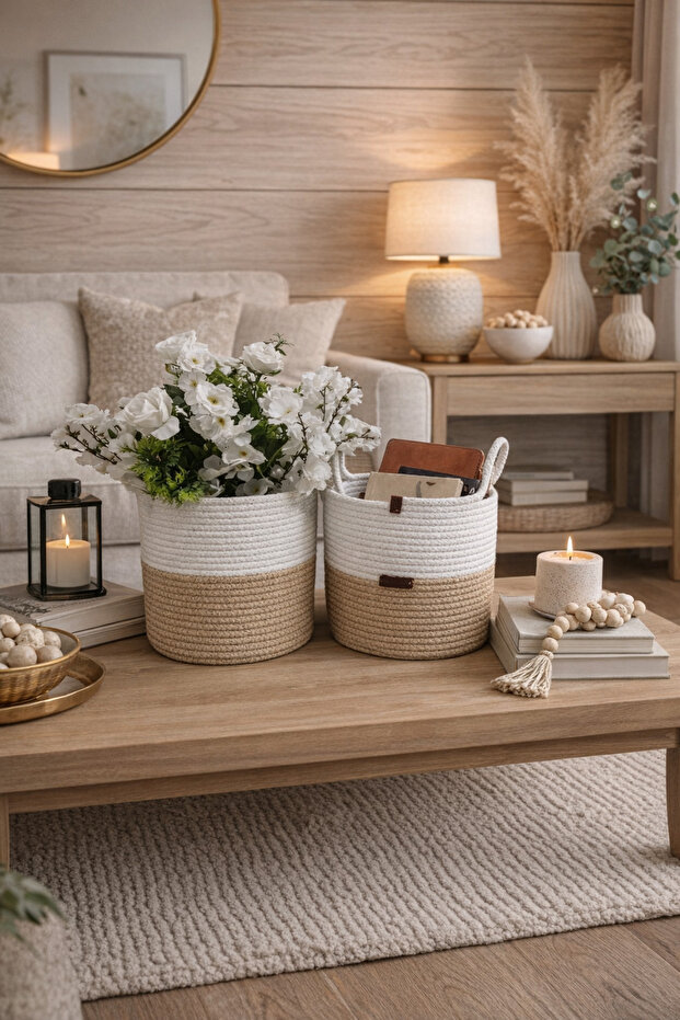 2 Pcs Basket Flower Pot Organizer Basket Organizer Bathroom Basket Flower Holder